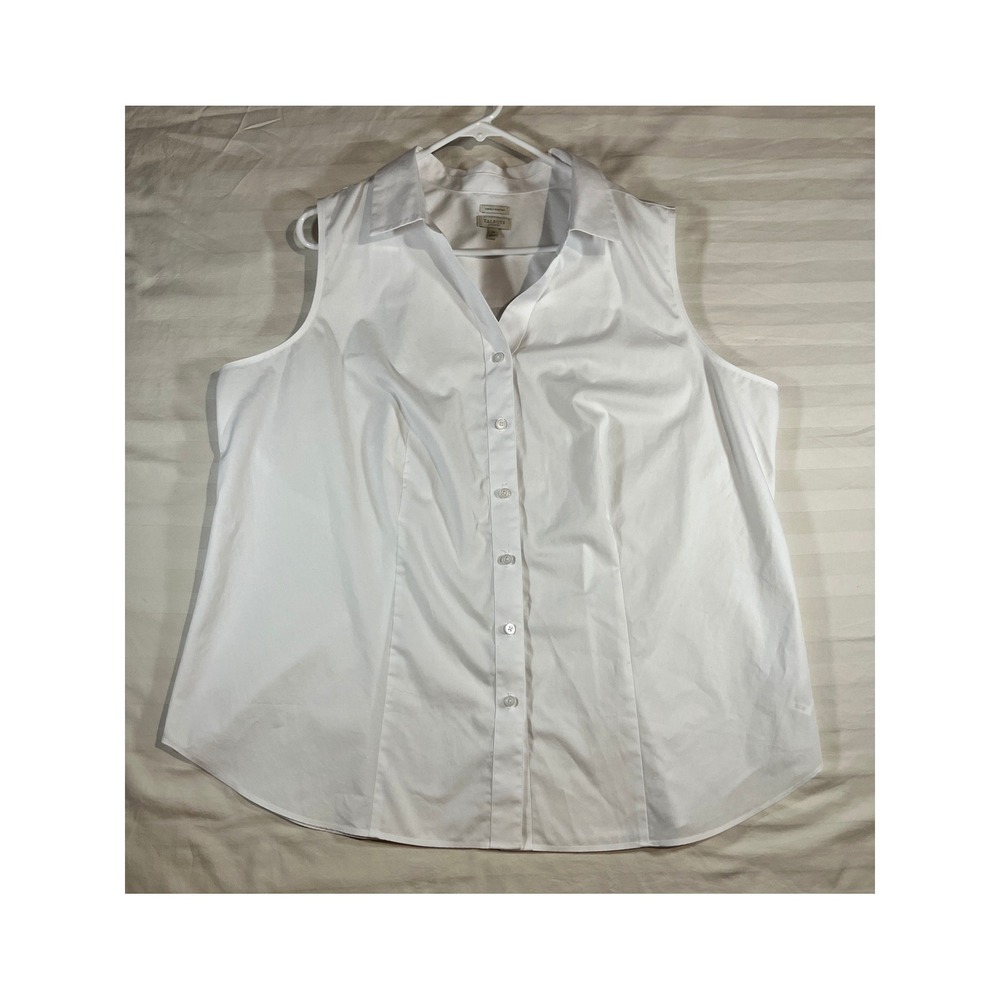 Talbots Plus White Sleeveless Wrinkle Resistant Button Down Shirt 2X ID5134 - Picture 1 of 15